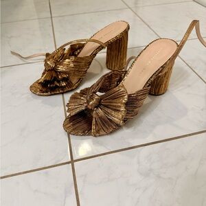 Loeffler Randall Metallic Gold Bow Heels